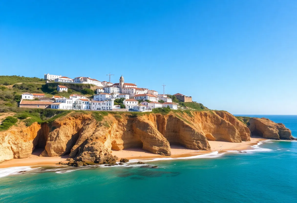 A beautiful Algarve beach with turquoise water and cliffs