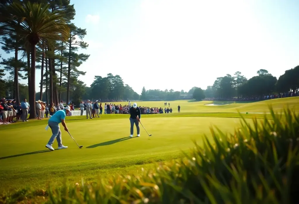 Golfers playing at the Arnold Palmer Invitational on the green