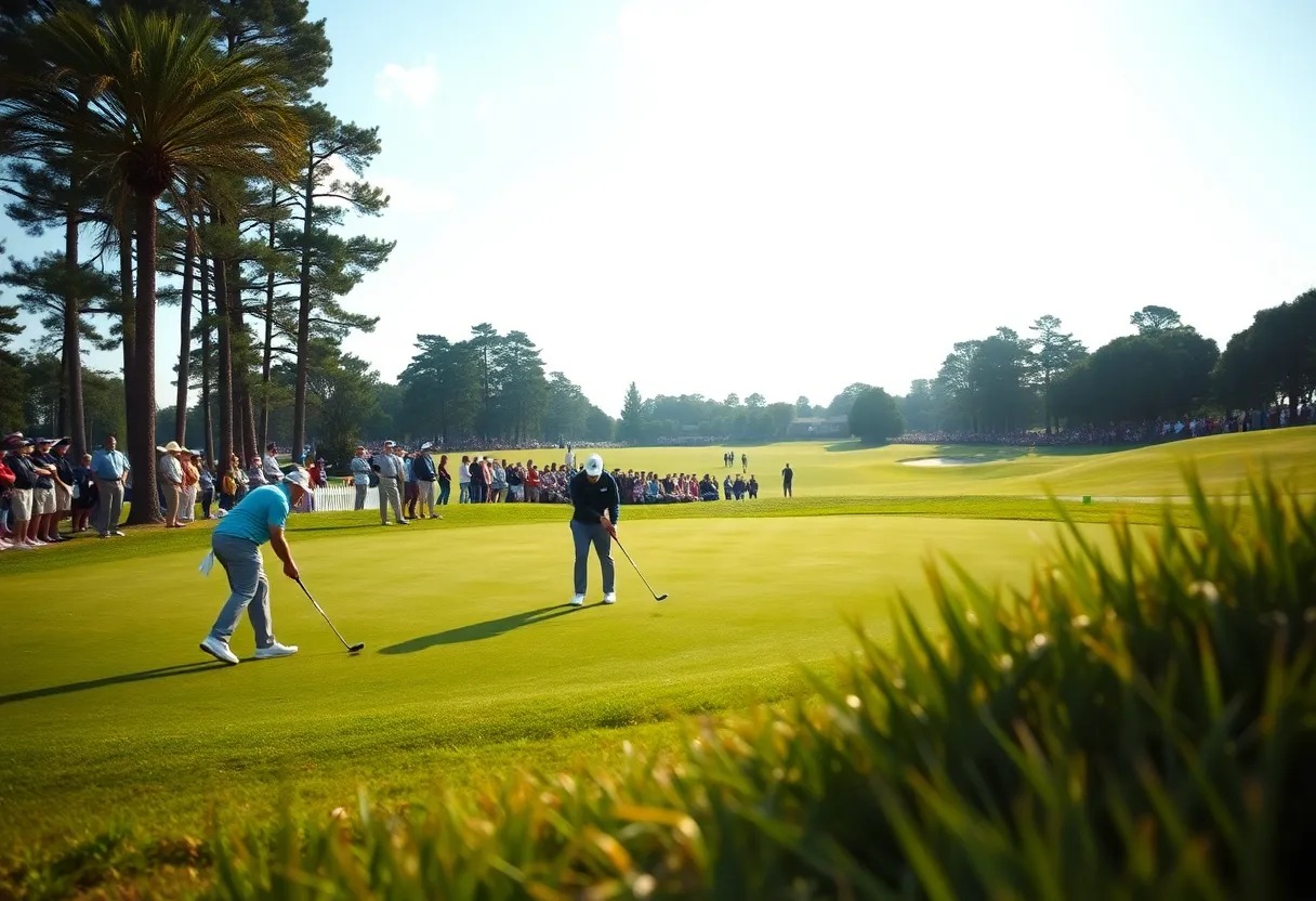 Golfers playing at the Arnold Palmer Invitational on the green