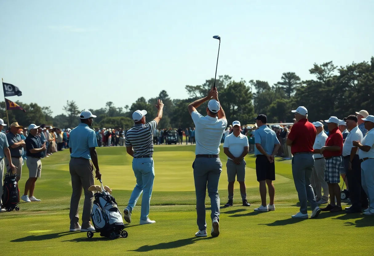 Celebration of a golfer at the Arnold Palmer Invitational after winning.