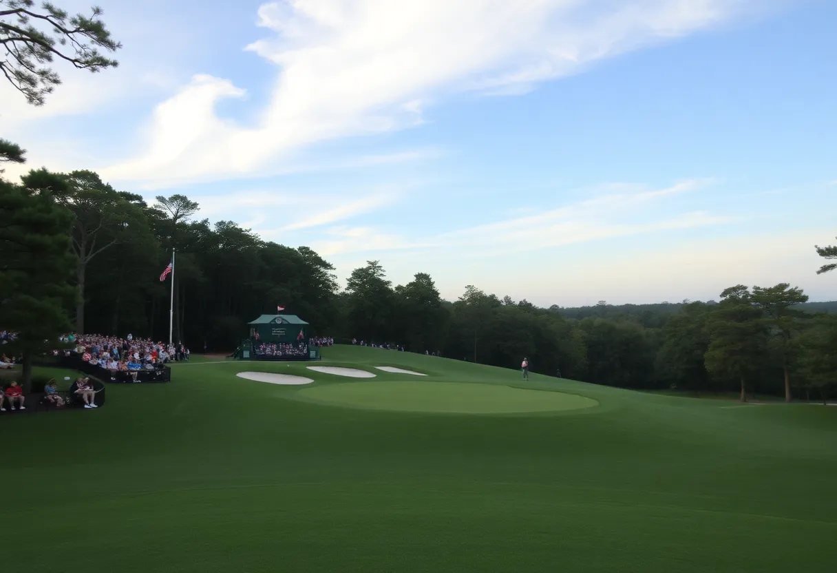 The 17th hole of Augusta National Golf Club with extended yardage.