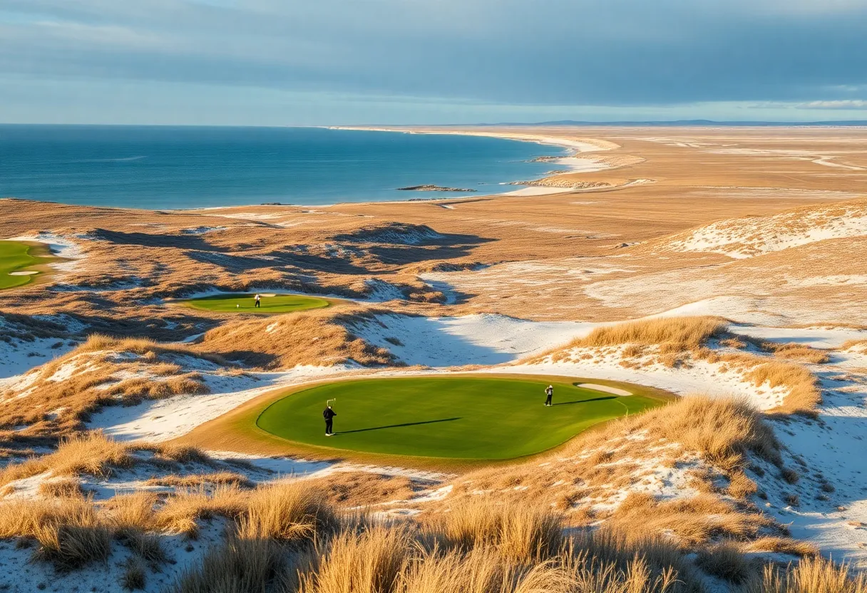 Golfers enjoying winter at Bandon Dunes golf course