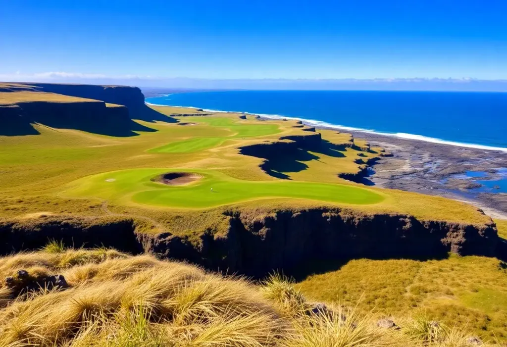 18 holes at Brautarholt Golf Course with ocean views