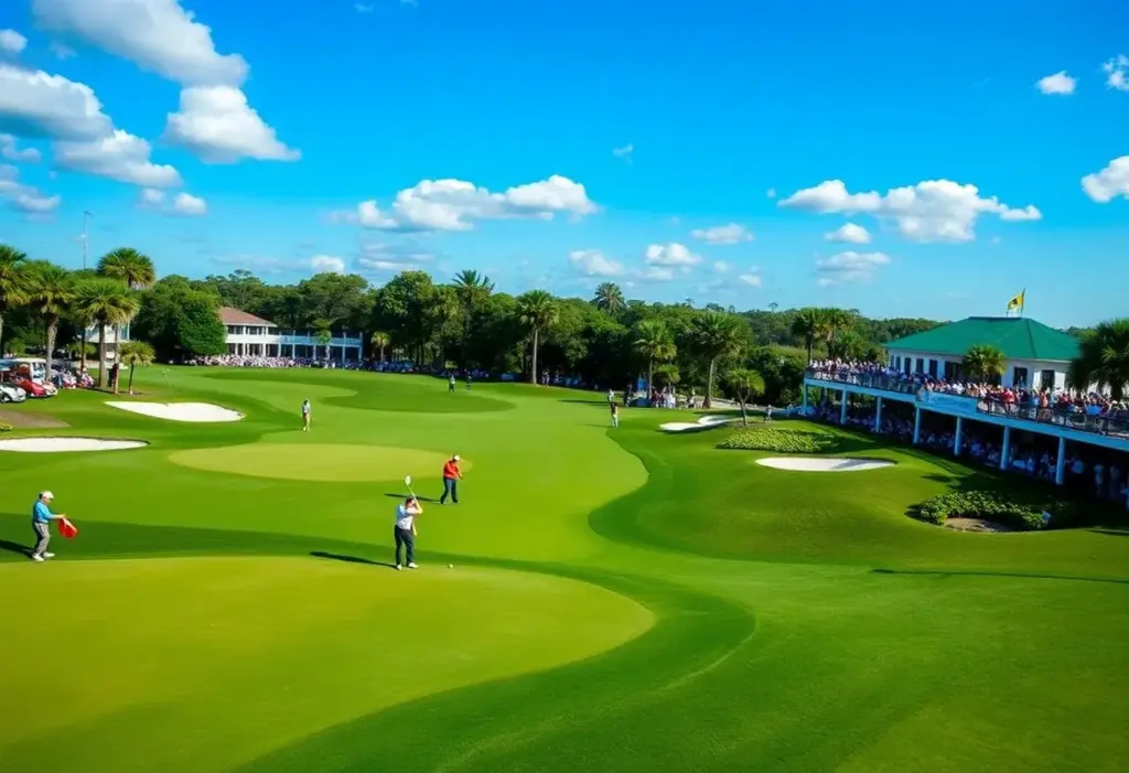 Golfers playing at TPC Sawgrass during The Players Championship