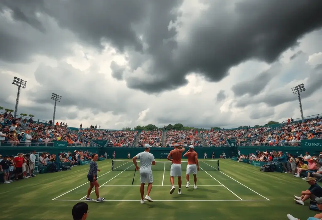 Coco Gauff playing tennis at the Miami Open.