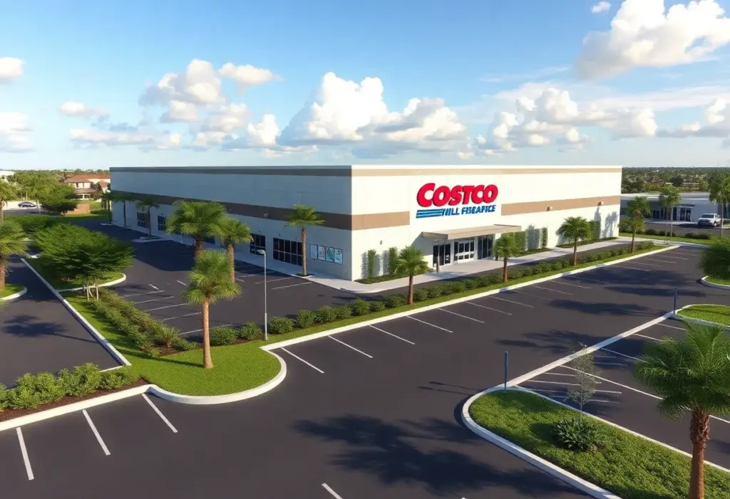 Rendering of a new Costco warehouse in East Naples