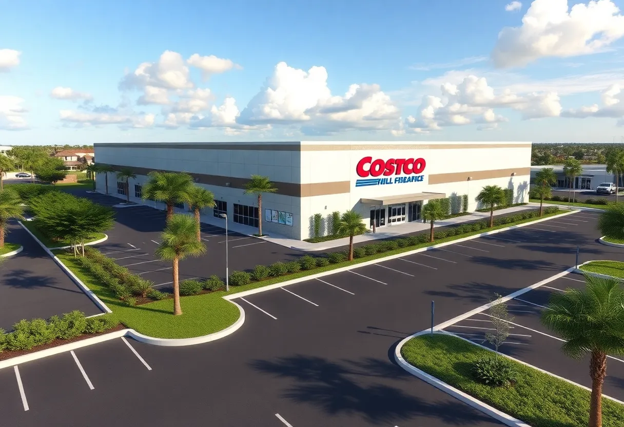 Rendering of a new Costco warehouse in East Naples