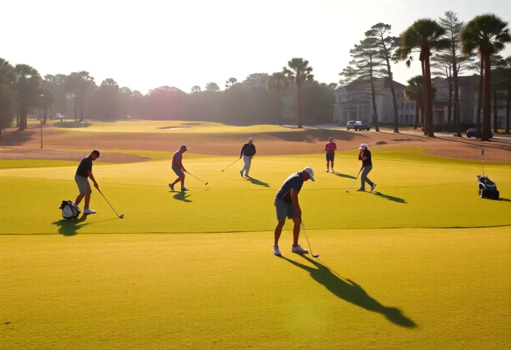 East Carolina University Men's Golf Team preparing for tournament at Myrtle Beach.