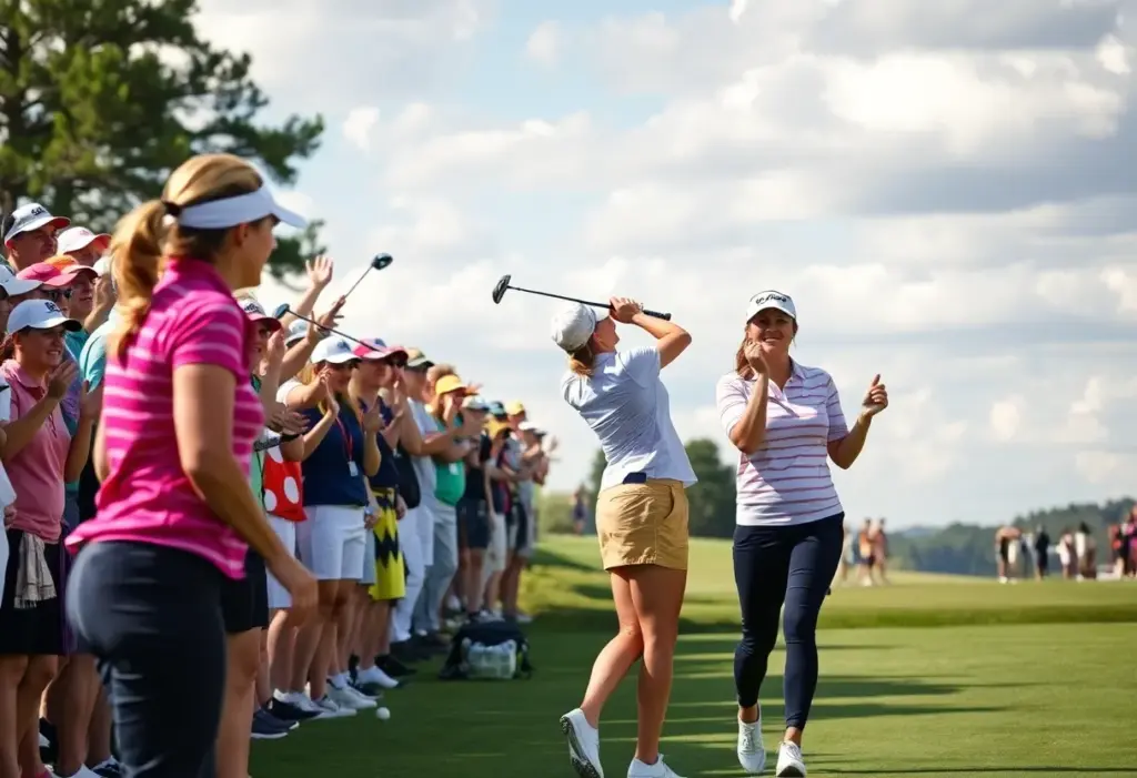 Female golfers competing during an LPGA tournament