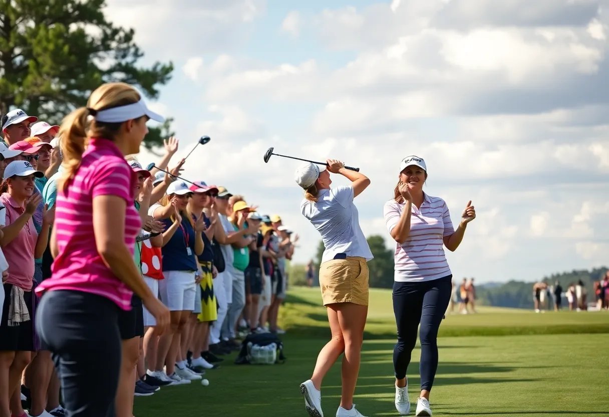 Female golfers competing during an LPGA tournament
