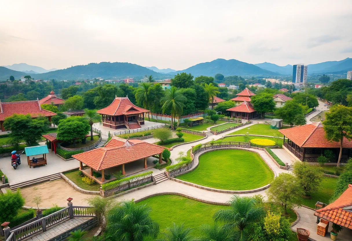 Beautiful landscape of Gia Lai Province, Vietnam with cultural heritage.