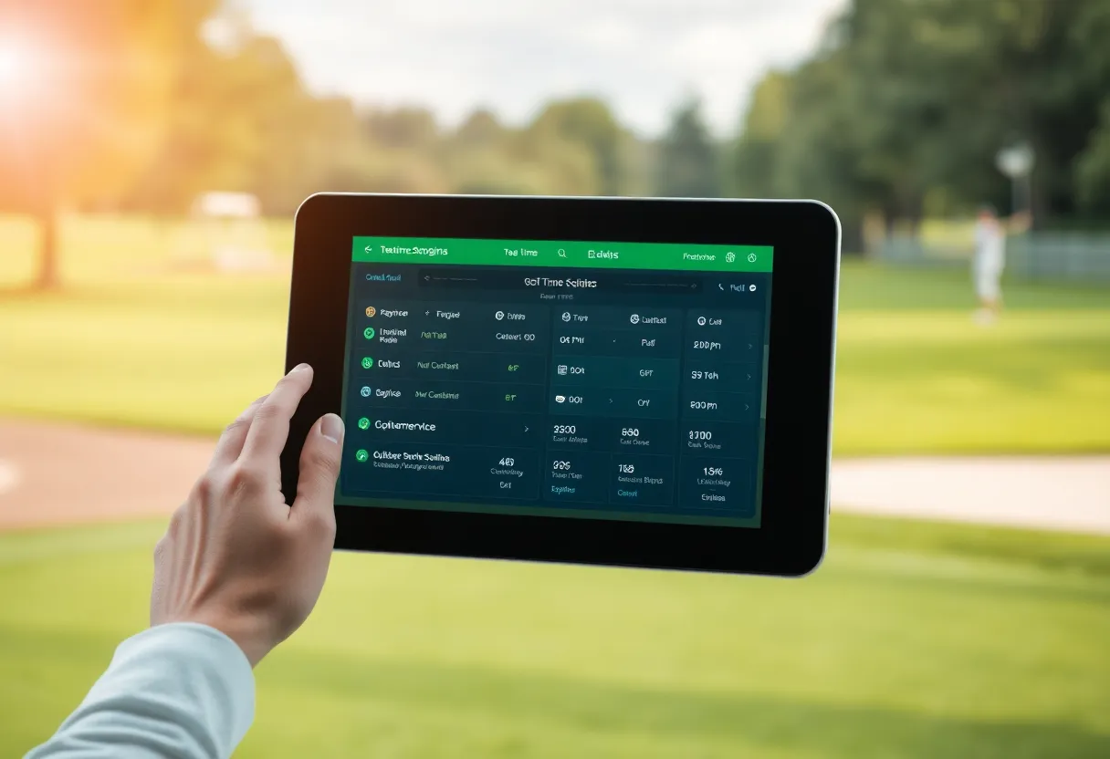 Digital assistant for golf course operations displaying booking management.