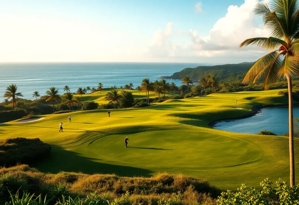 Scenic view of a golf course on the island of Madeira