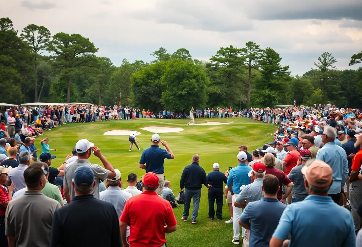 A vibrant golf course during a professional tournament