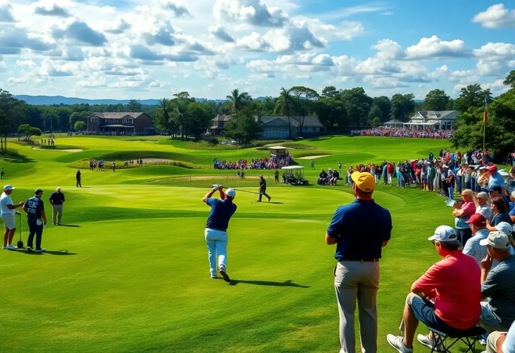 Golfers playing on a beautiful golf course during a tournament