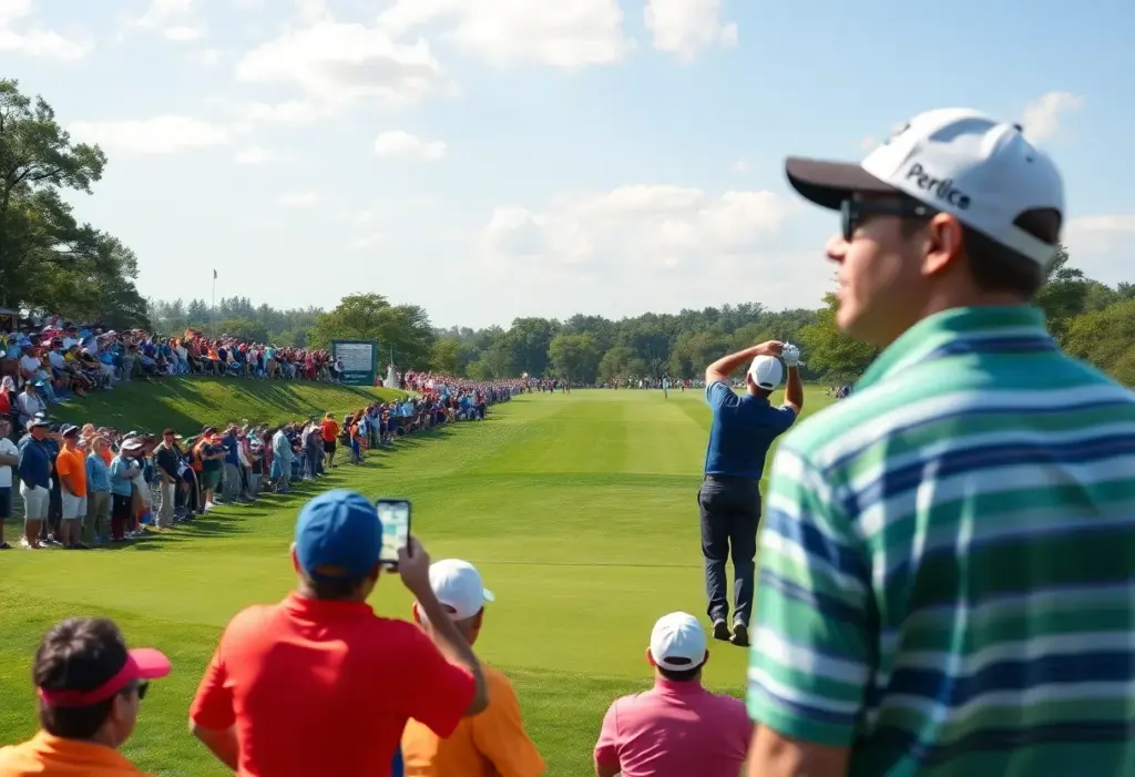 Golfers competing on a sunny day at a tournament