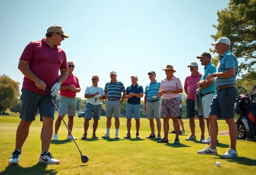 Golfers enjoying their time on the course, creating a welcoming atmosphere.