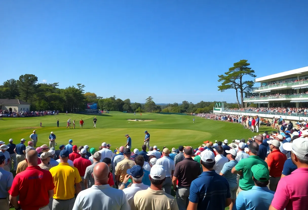 Spectators and players at the Grand Finale of the Professional Golf Tour