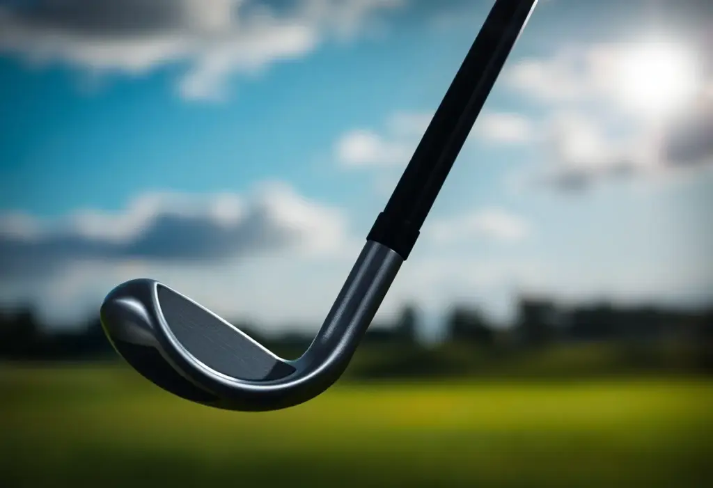 Premium Graphite Design golf shaft displayed against blurred natural scenery.