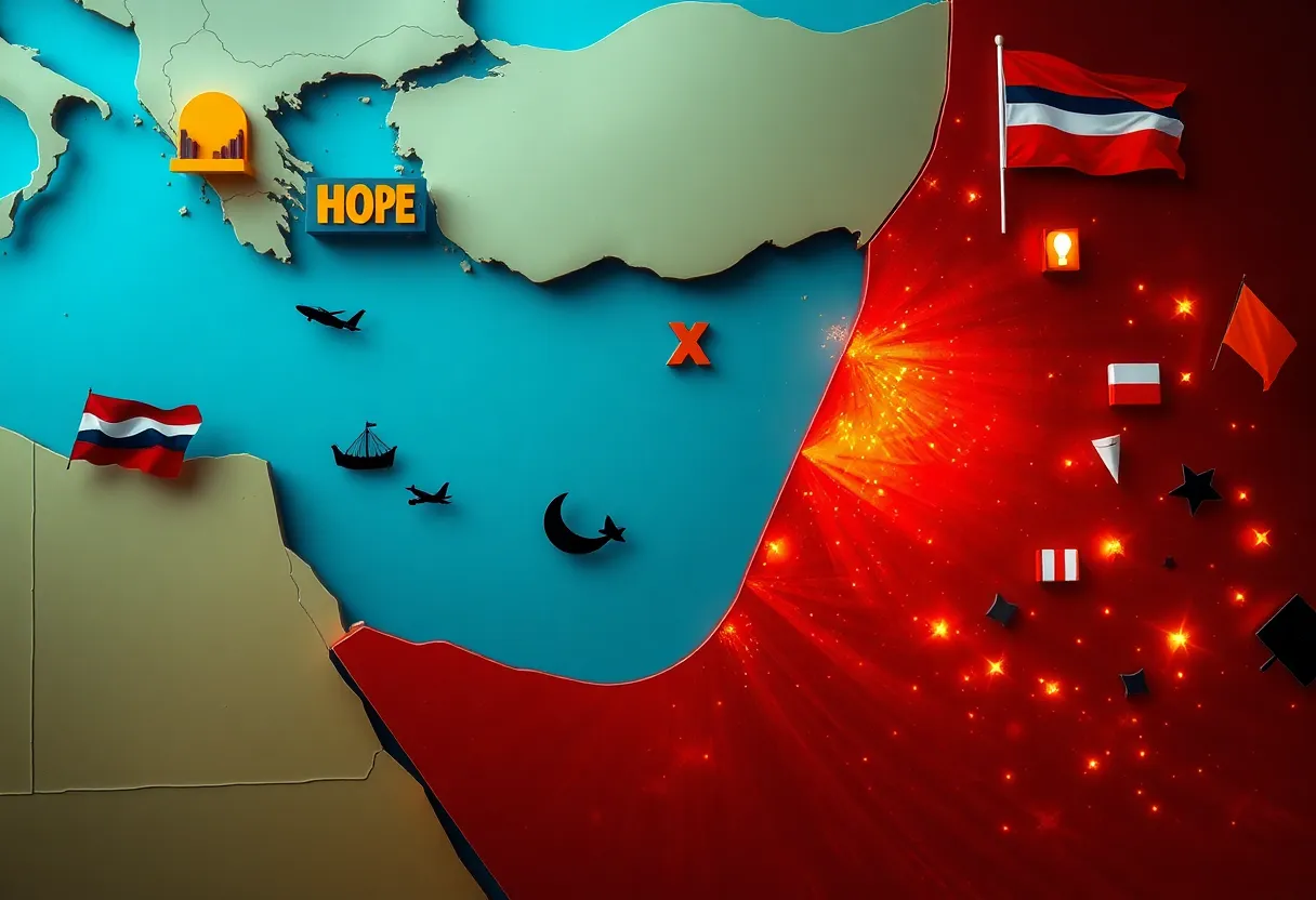 Visual depiction of Gulf region's event challenges due to conflict