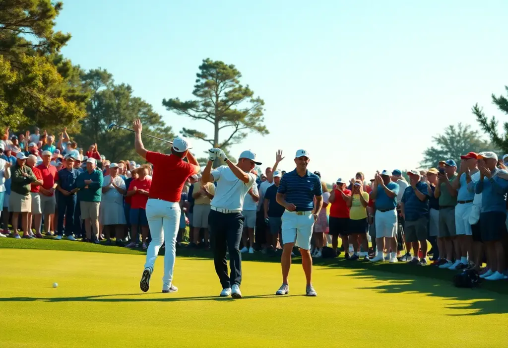 Golf tournament scene at Hainan Classic showcasing competitors and course