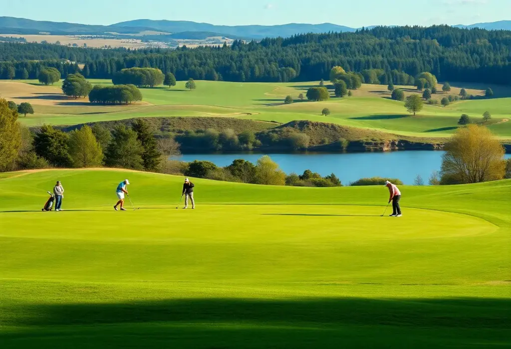 Golfers competing at the Hainan Classic tournament