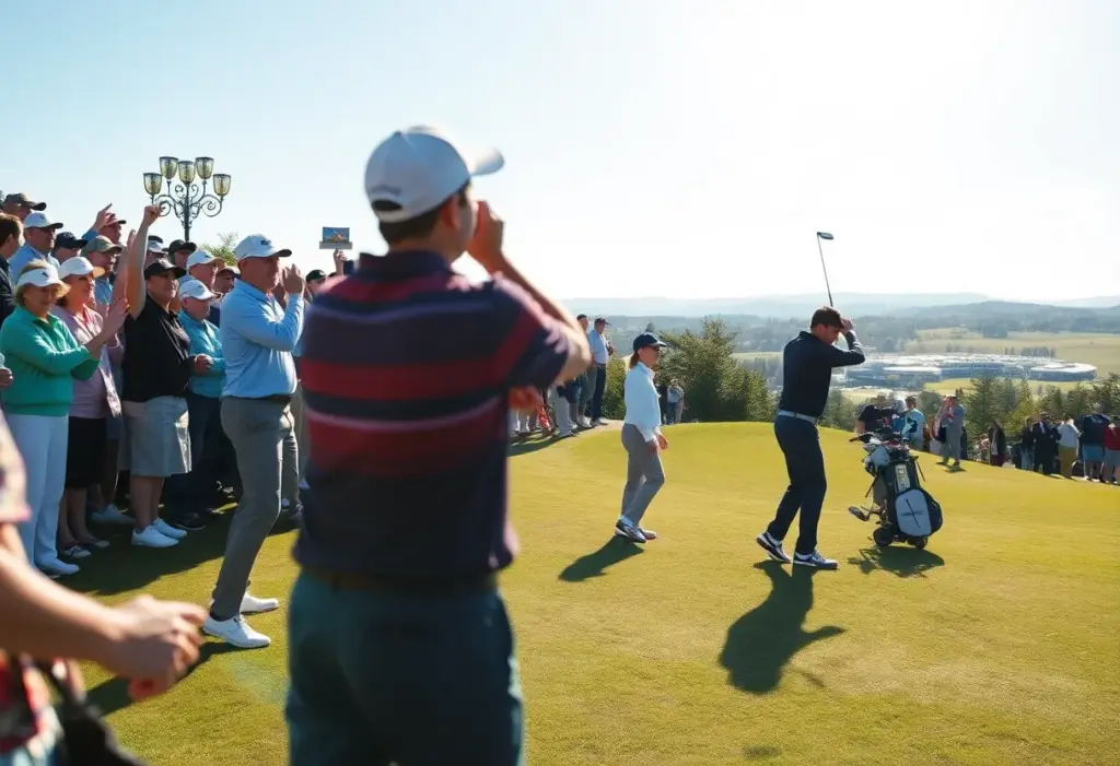 Golfers competing at the Hero Indian Open with spectators watching