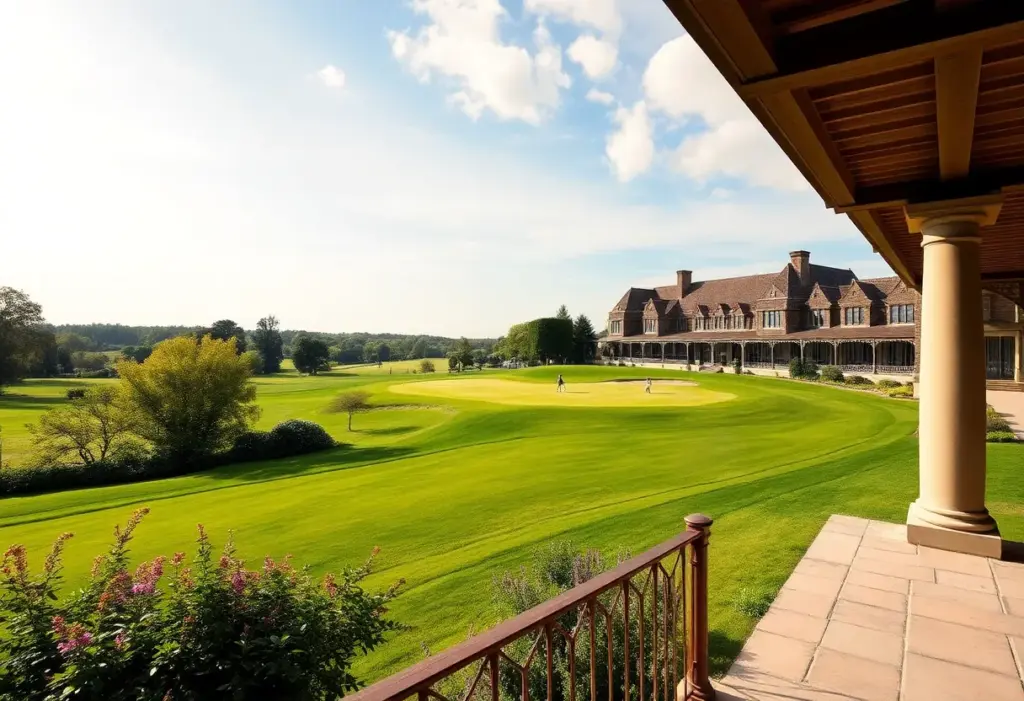 A scenic view of a traditional golf course showcasing its historical features.