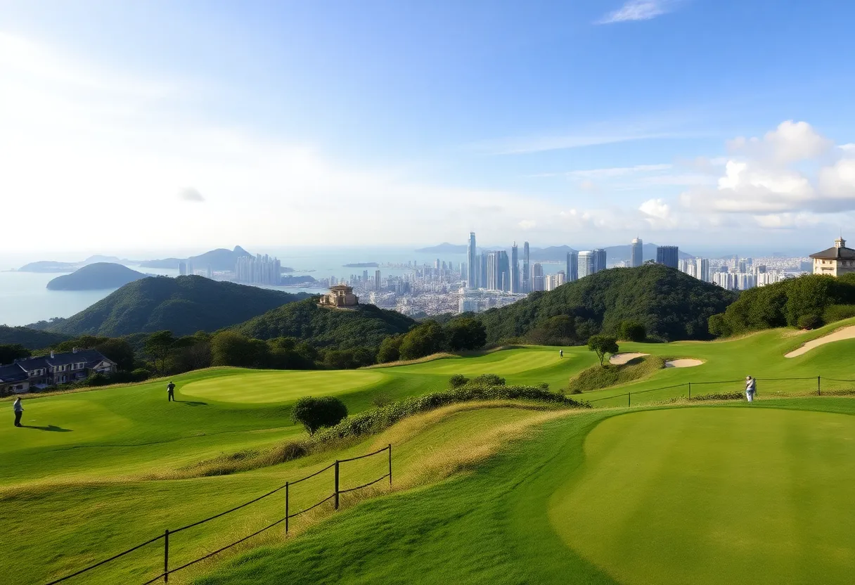 Scenic view of a golf course in Hong Kong