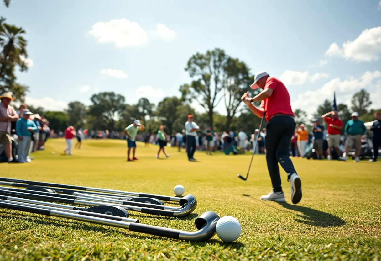 Golfers competing at the Houston Open tournament