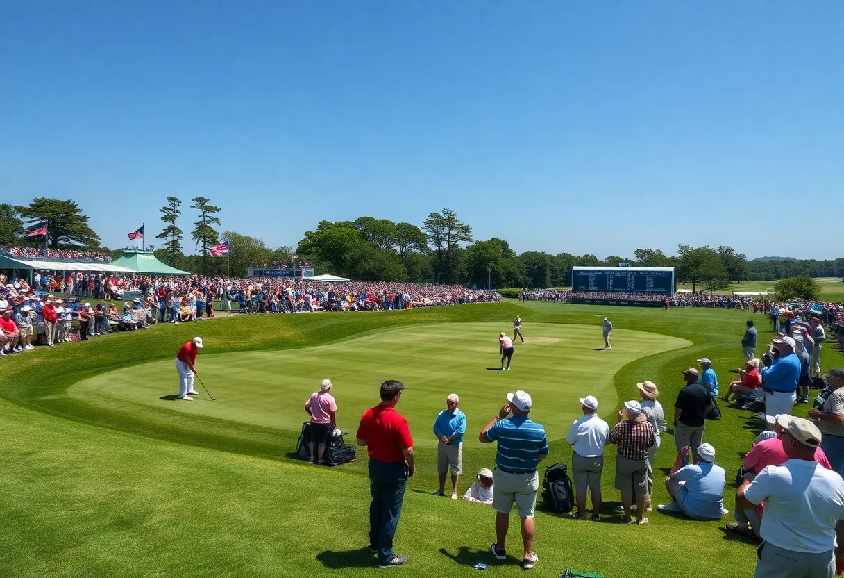 A lively golf tournament scene at Memorial Park Golf Course