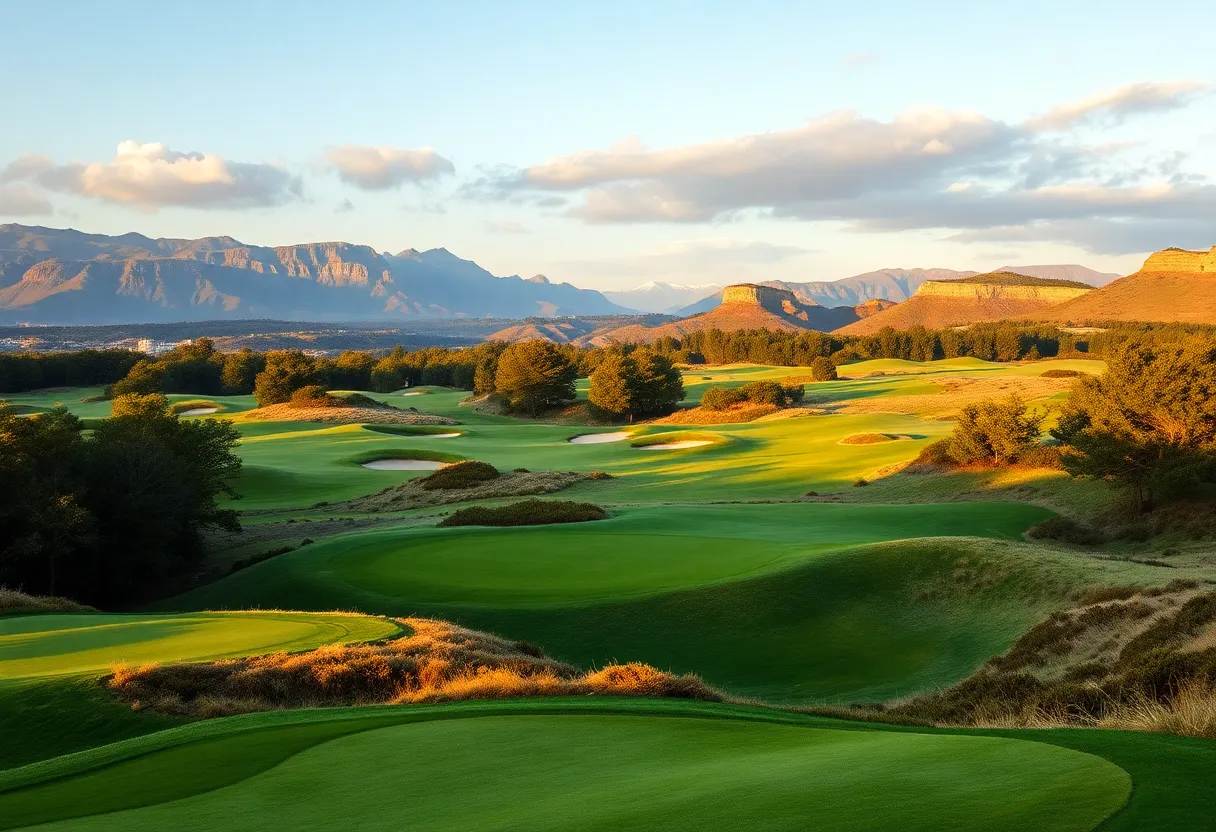 View of iconic golf courses with par 3 holes