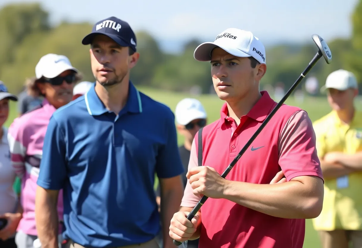 Golf player expressing concern on the course