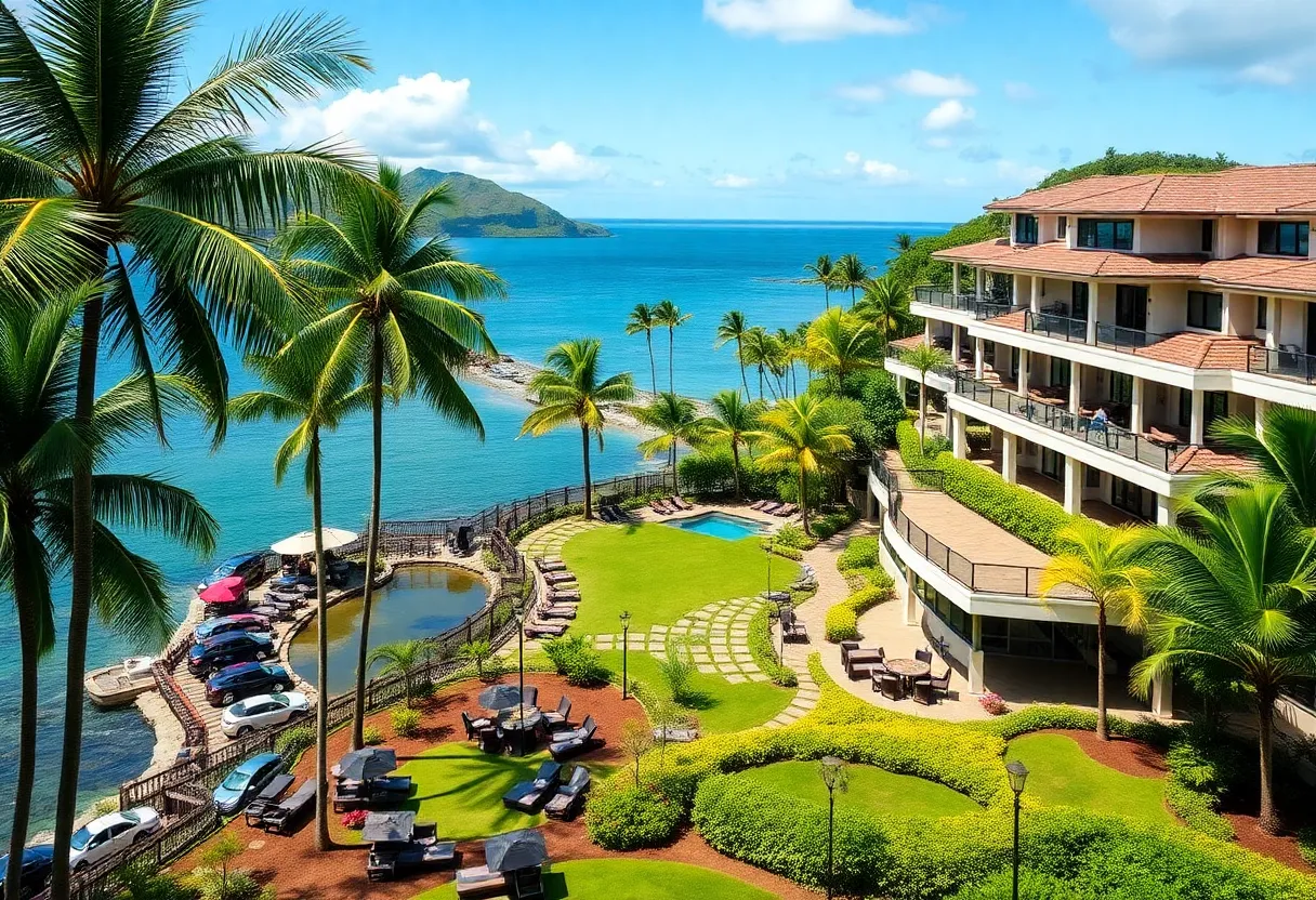 Scenic landscape of Kapalua Bay Resort in Maui, Hawaii