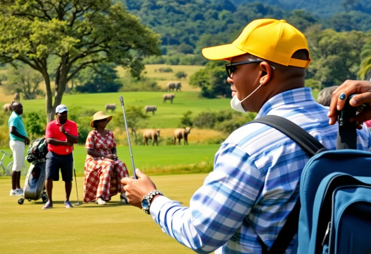Tourists enjoying a golf event in Kenya