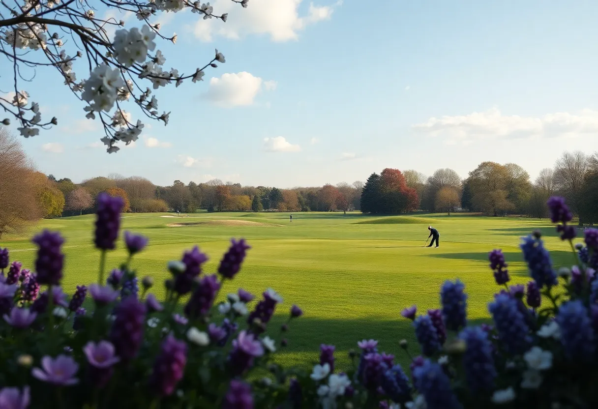 Golf course view at Keswick Hall in spring