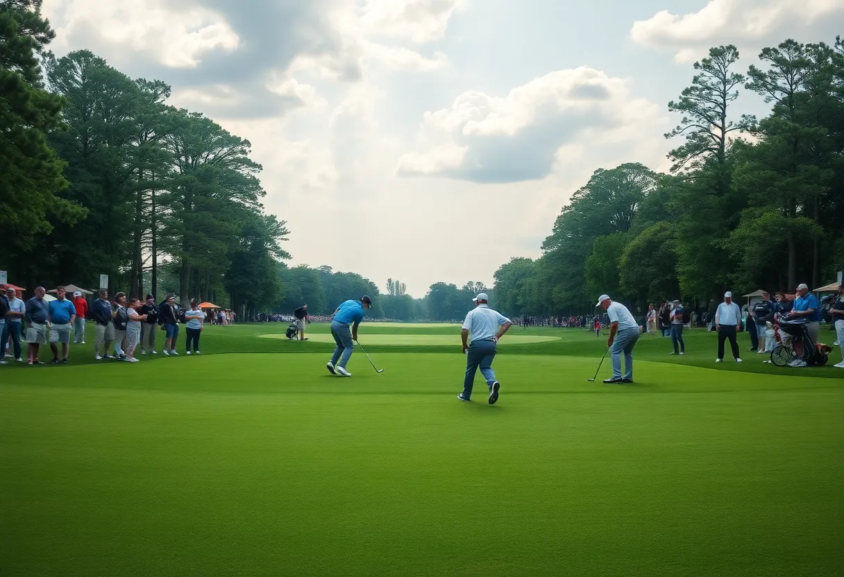 Players competing during the LIV Golf Hong Kong tournament