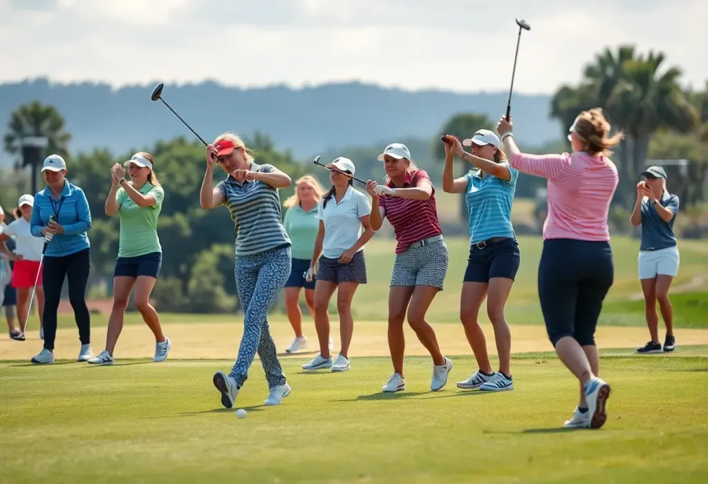 Female golfers showcasing skills during LPGA Tour tournaments