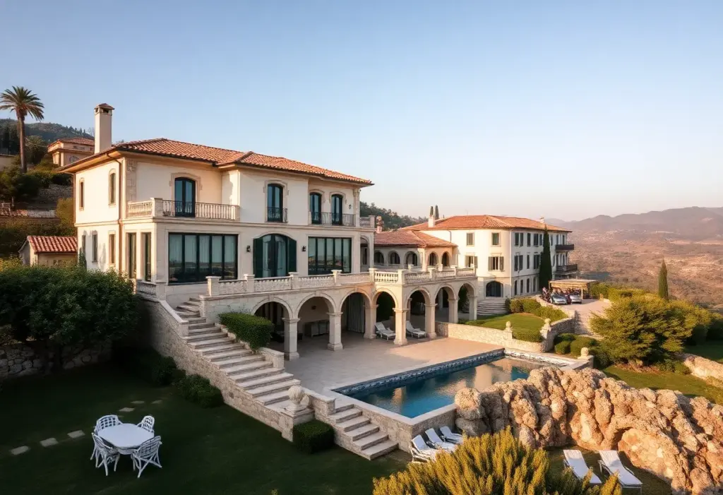Exterior view of luxury vacation homes in Italy and Spain
