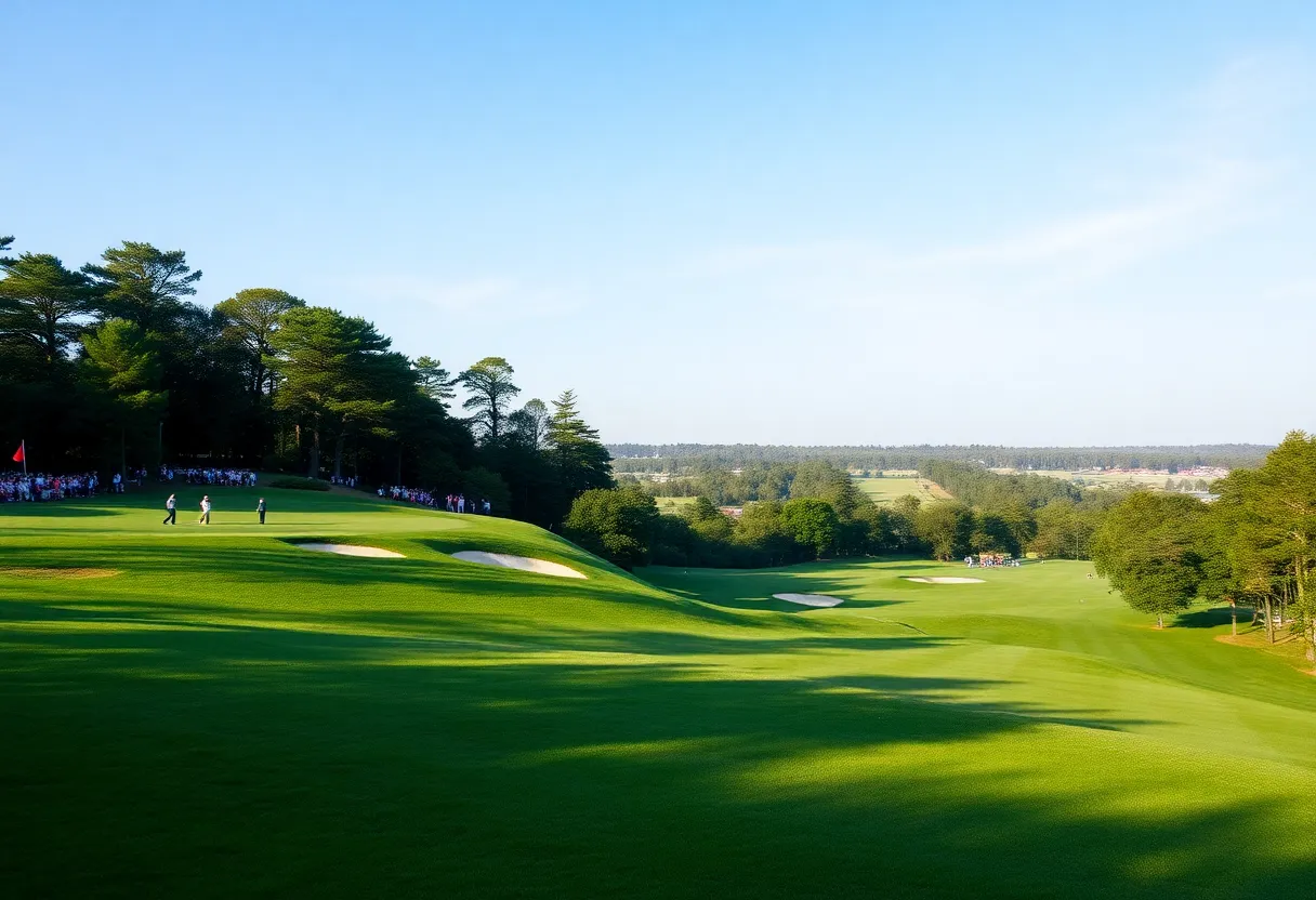 Scenic view of the Memorial Park Golf Course during a tournament.