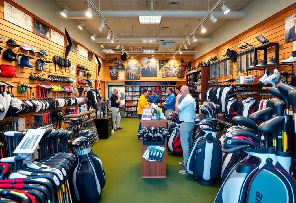 Interior view of Miles of Golf showcasing a variety of golf clubs and equipment