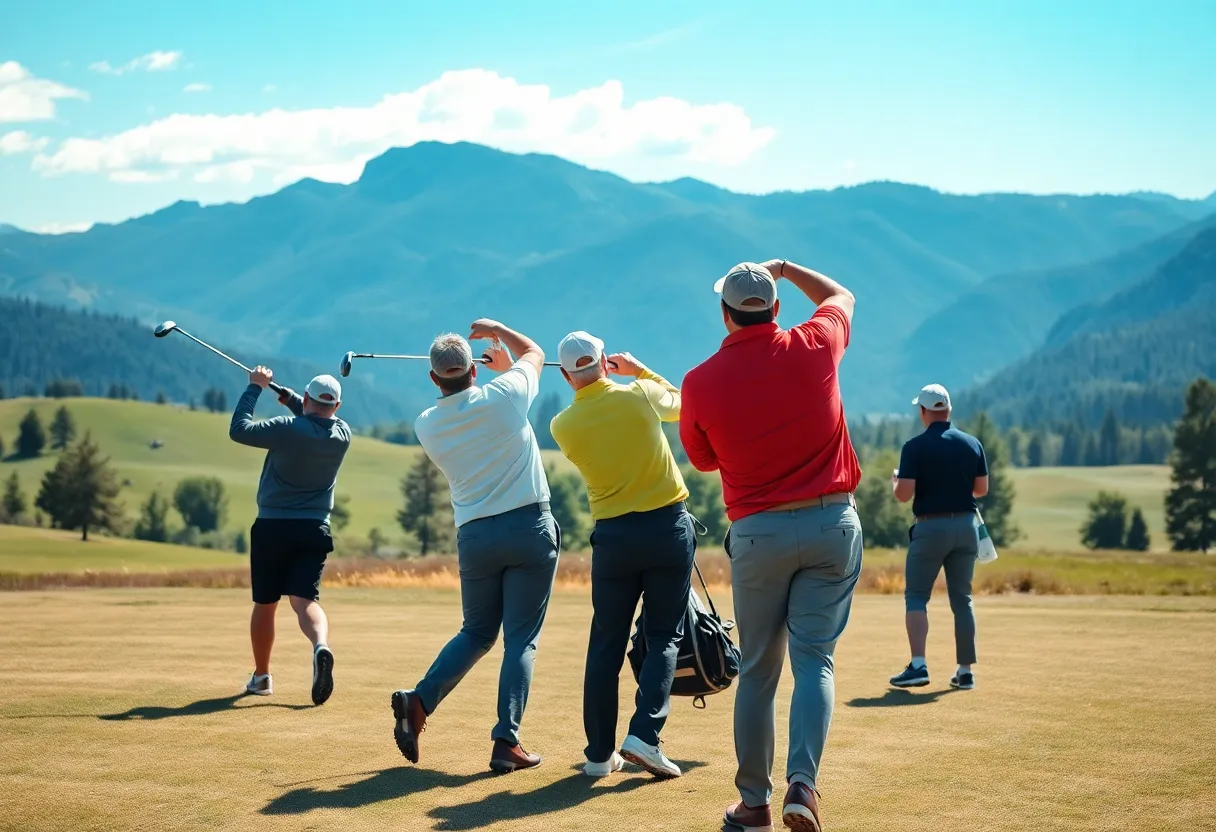 Oklahoma Men's Golf Team practicing on the course