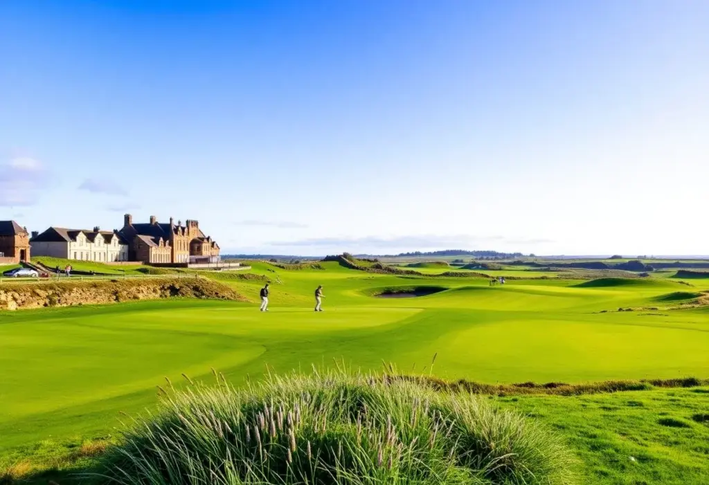 Golfers playing on the Old Course at St Andrews
