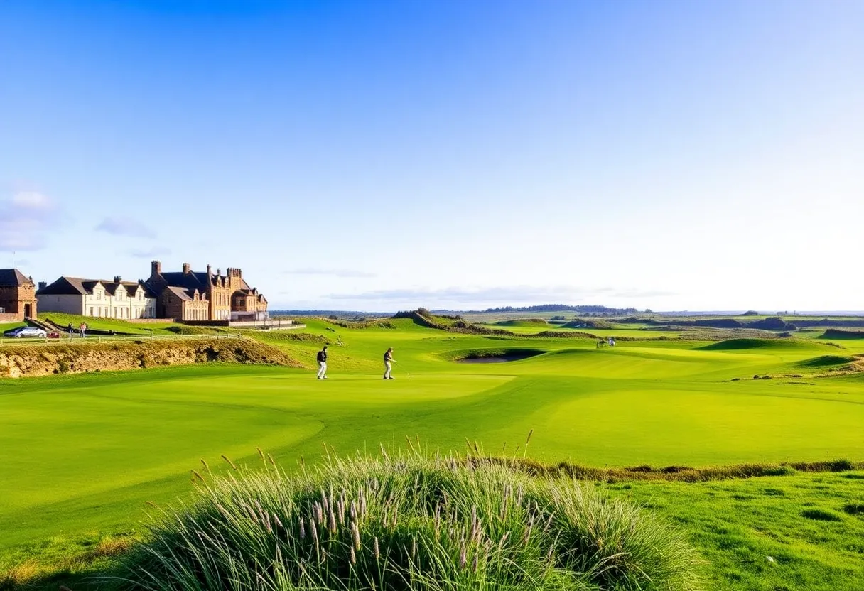 Golfers playing on the Old Course at St Andrews