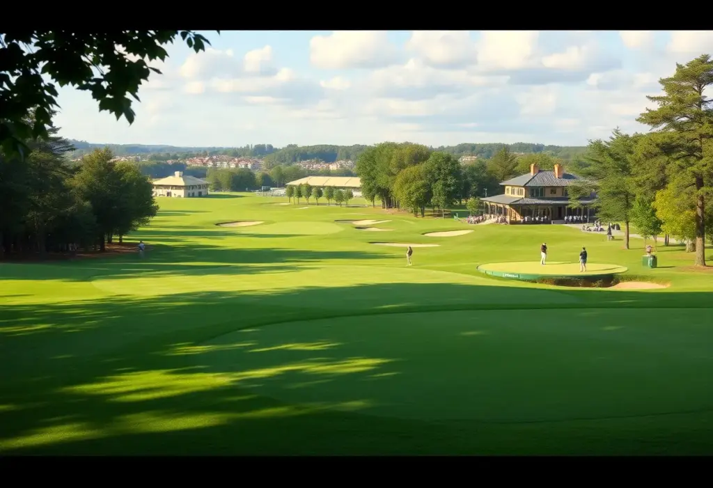 Golf course during the Qatar Masters with players in action.