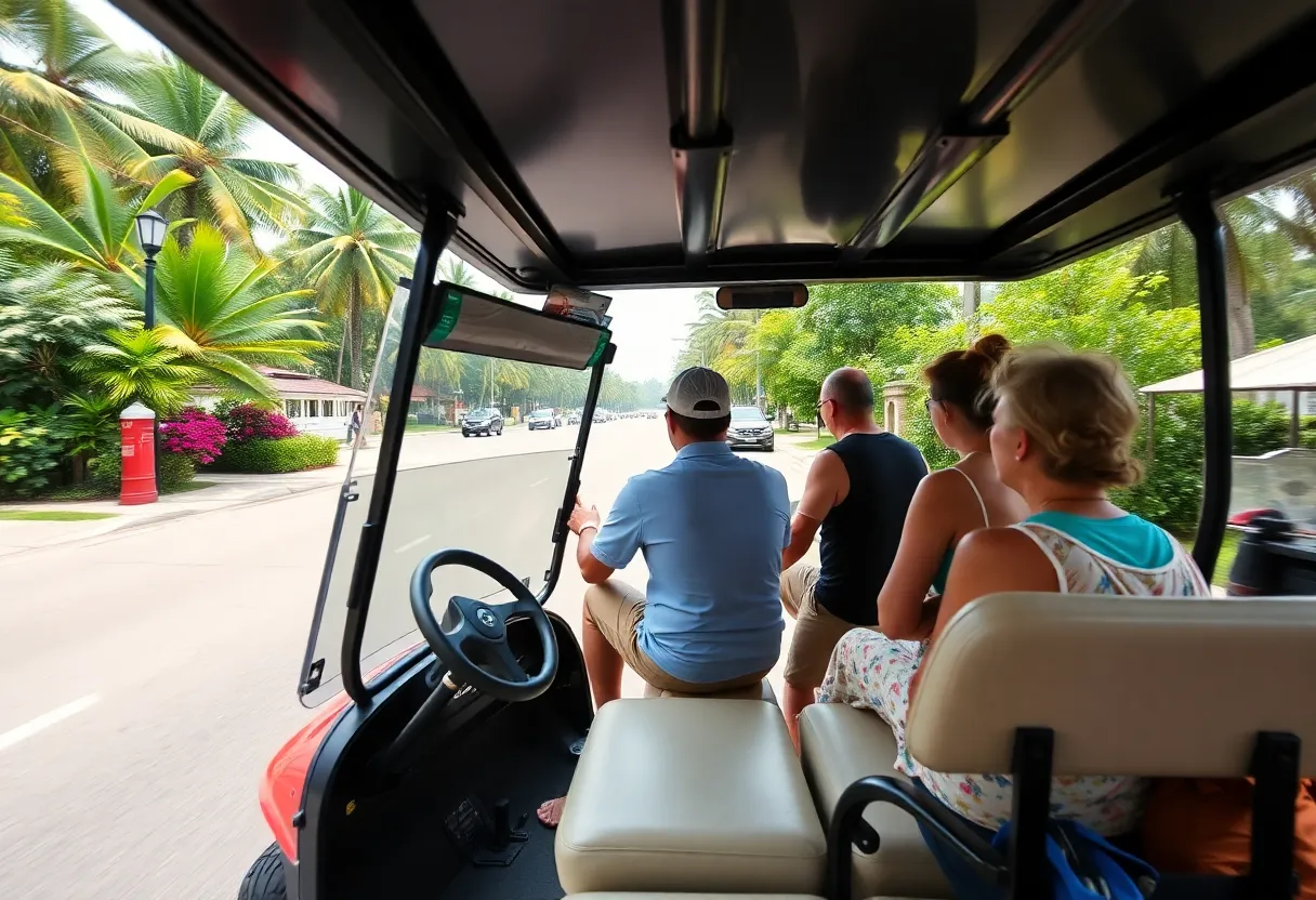 Golf cart shuttle service in Pattaya for tourists.