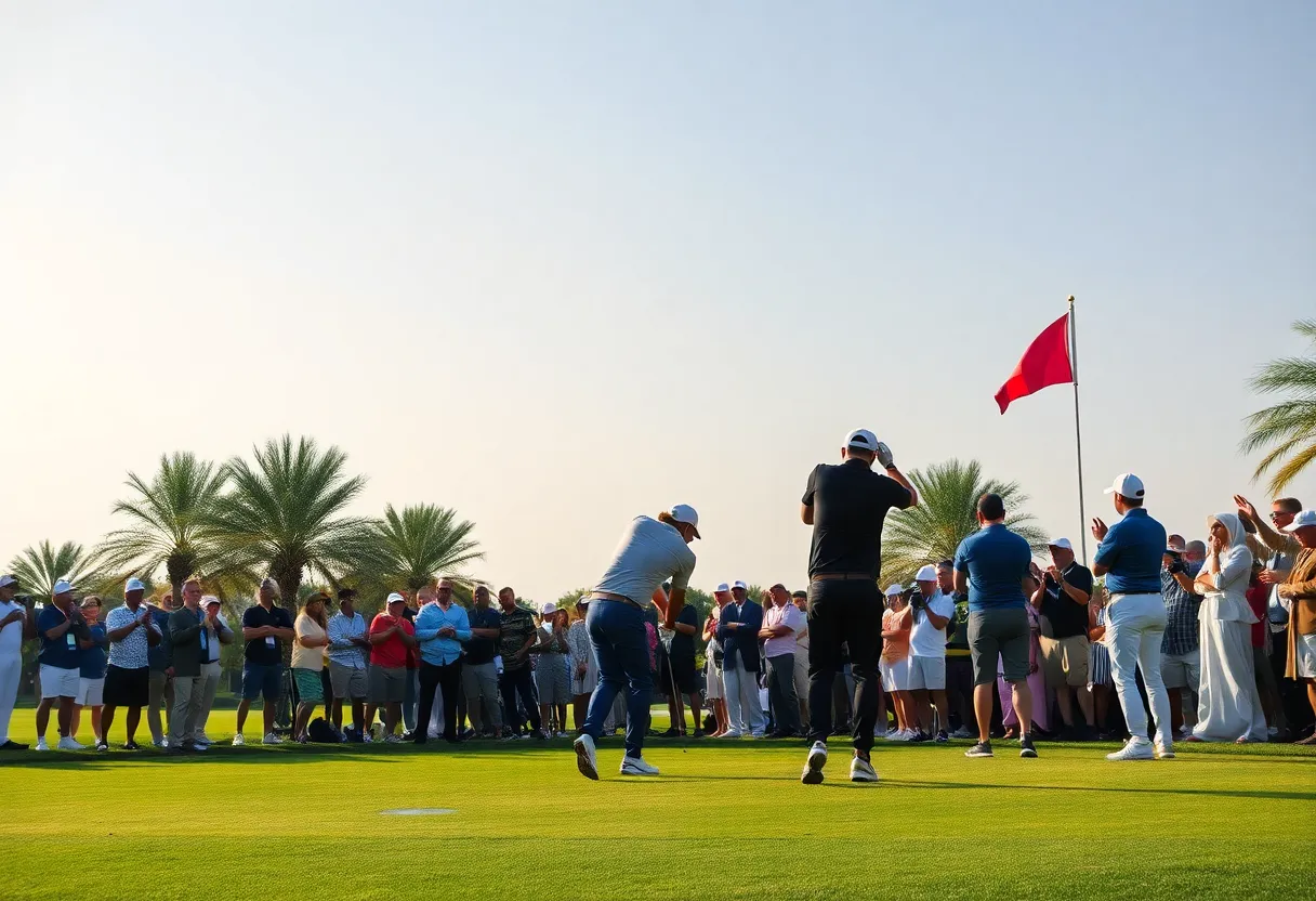 Golfers competing at the Qatar Masters in Doha, Qatar