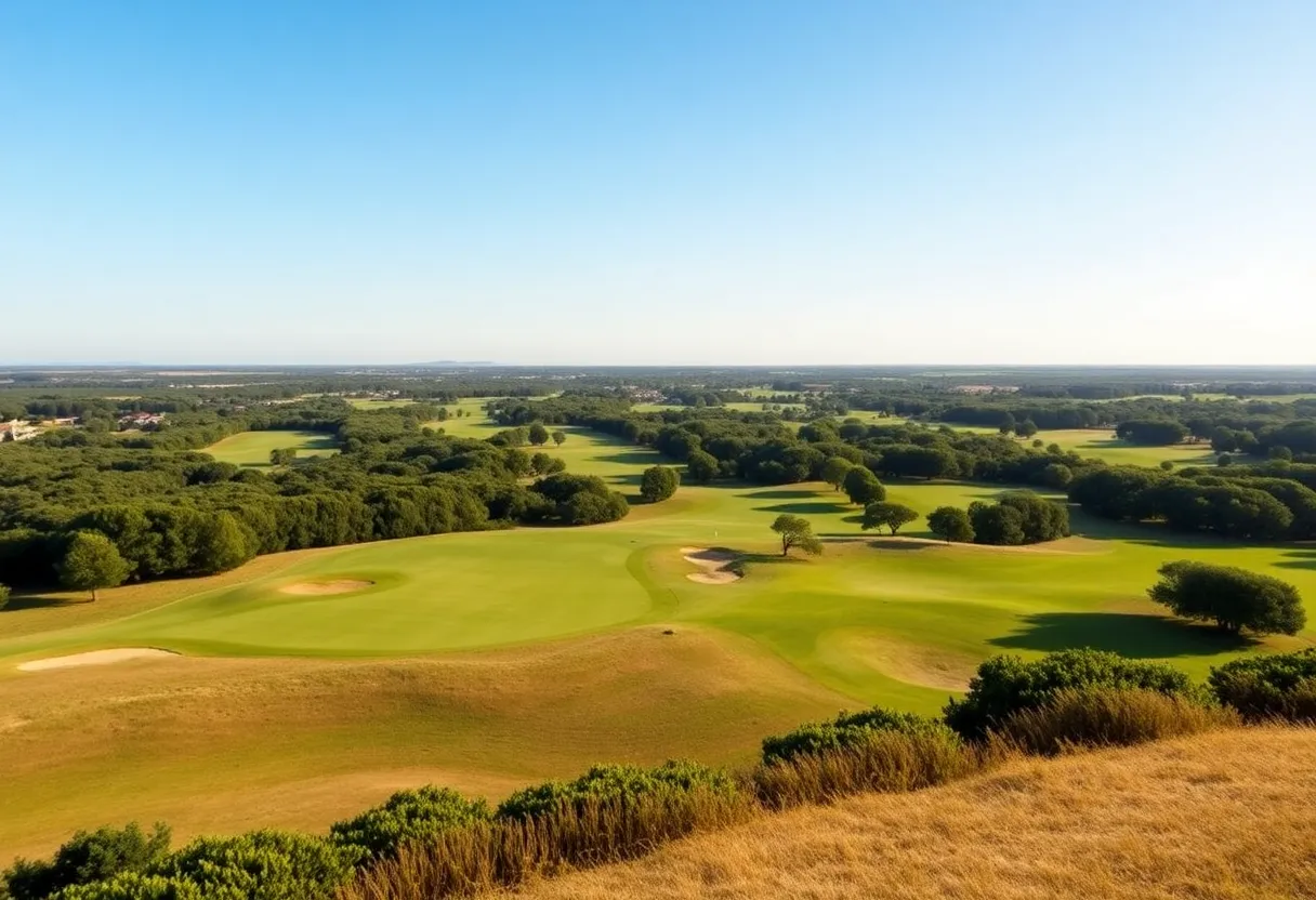 Panoramic view of Quinta do Lago golf course with vibrant greenery.