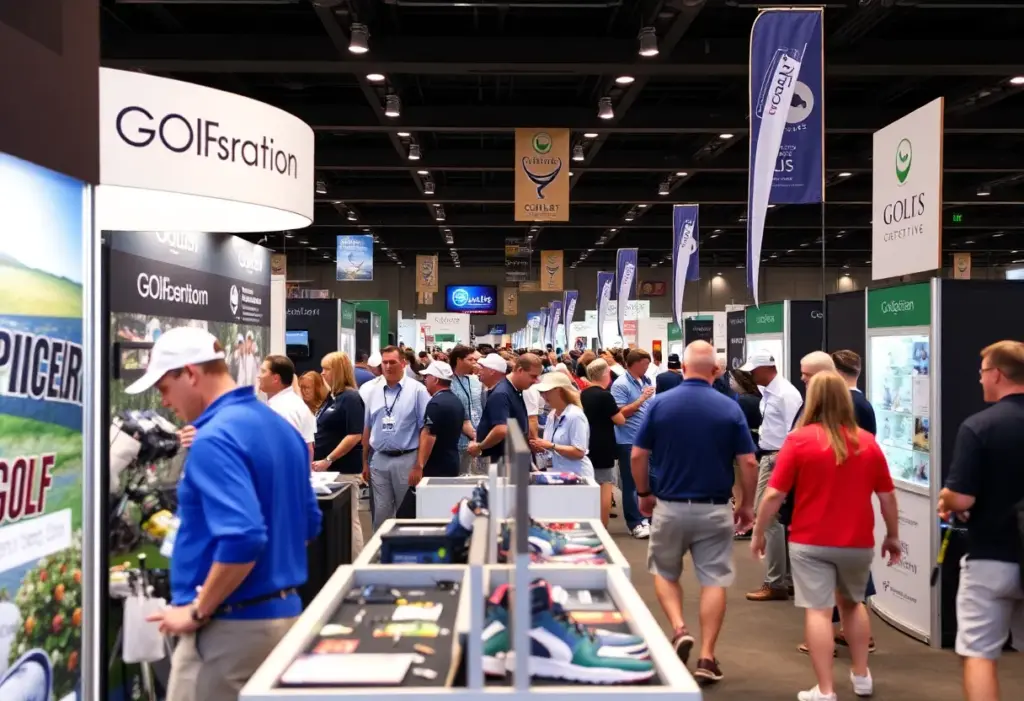 Attendees exploring booths at the RheinGolf Show 2026