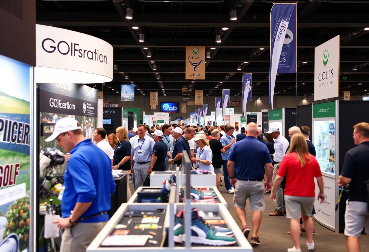 Attendees exploring booths at the RheinGolf Show 2026